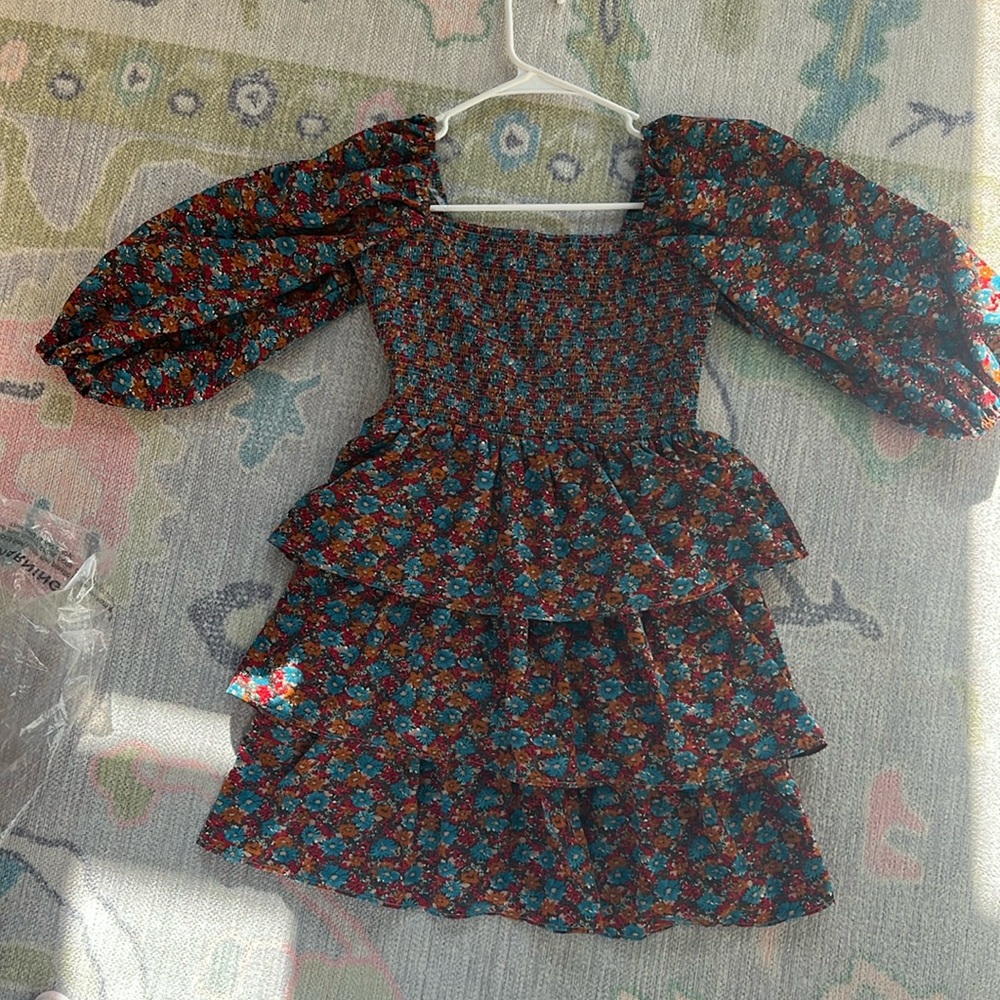 Multicolor floral  mini tiered dress, size small from Red Dress